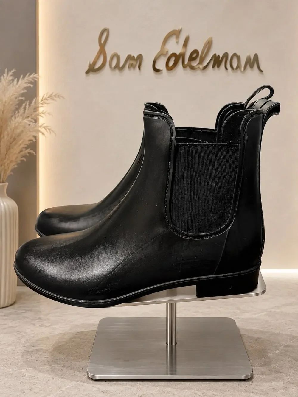 Sam Edelman Tinsley Waterproof Chelsea Rain Boots Black Size 8